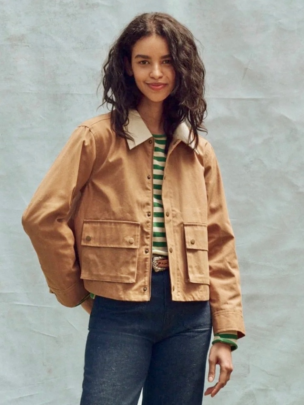 THE GREAT. Waxed Swingy Jacket in Walnut - 1/S